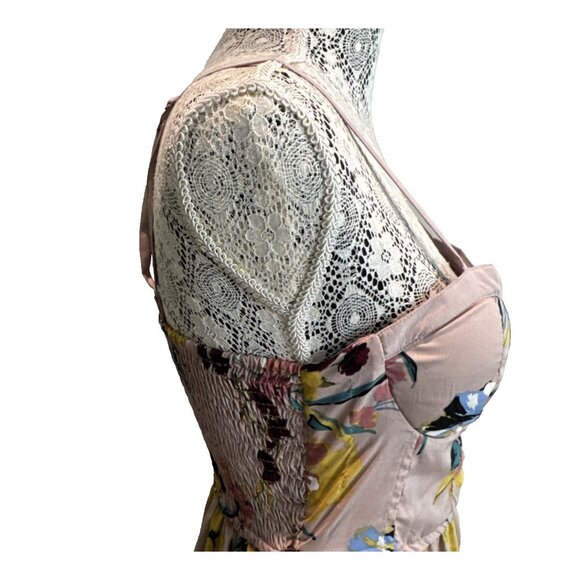 band of The Free Maxi Dress Bustier Smocked Back Mauve Blush pink Size M fairy - Picture 6 of 13